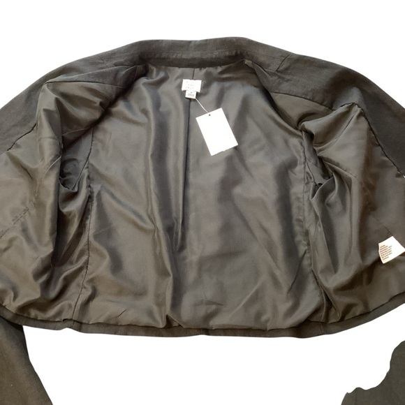 A New Day Linen Blend Black Cropped Blazer, Medium NWT - Picture 4 of 12